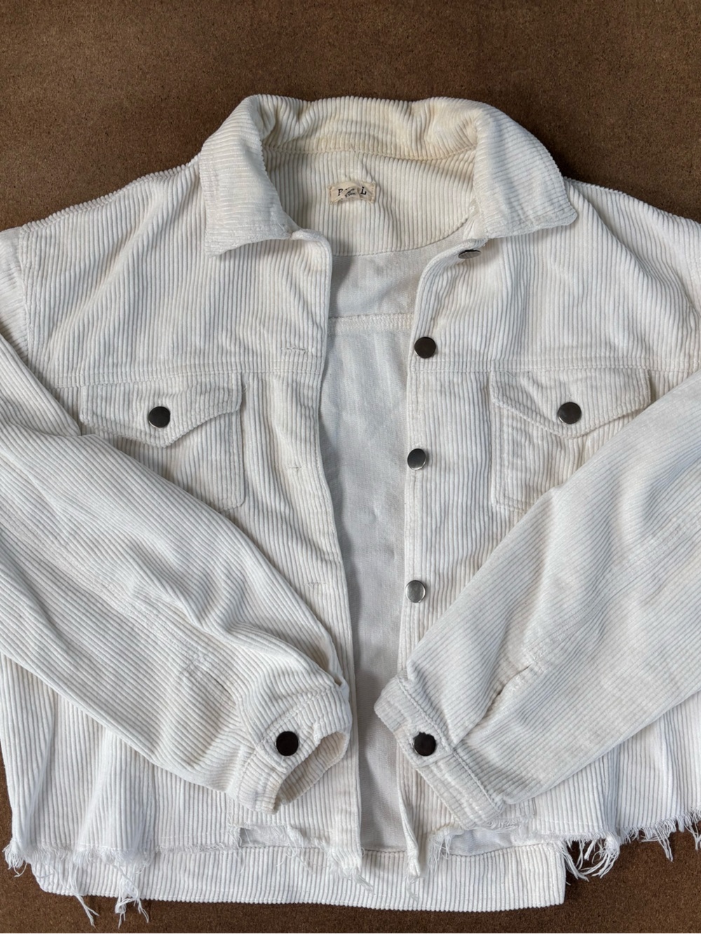 POL White Corduroy Shirt Jacket